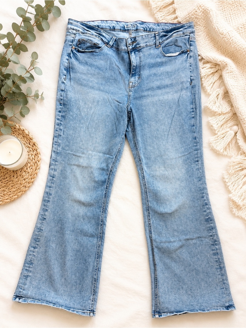 Edgely Light Blue High Rise Flare Jeans for Women — Casual Wide Leg Denim